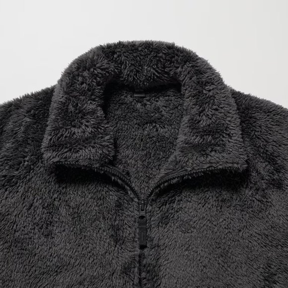 Uniqlo Fluffy Yarn Fleece Full Zip Up Jacket Black - Picture 2 of 5